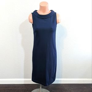 Talbots Navy Blue Collared Sleeveless Cotton Dress // Small Petite